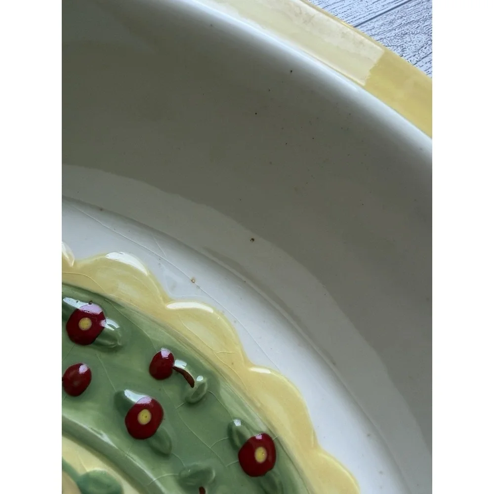 Mary Engelbreit Cherries Pie Deep Dish Plate Large Vintage 1998 Cottagecore‎